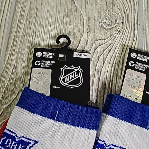 NHL New York Rangers Crew Socks 3 Pairs Size Large NEW - Picture 2 of 9